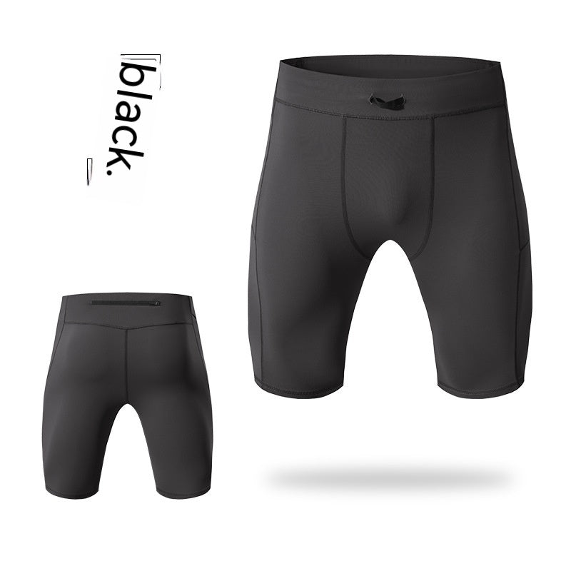 Summer Men's High Elastic Compression Aerobics Tights Sports Quick Dry Training Fifth Pants Running Workout Shorts