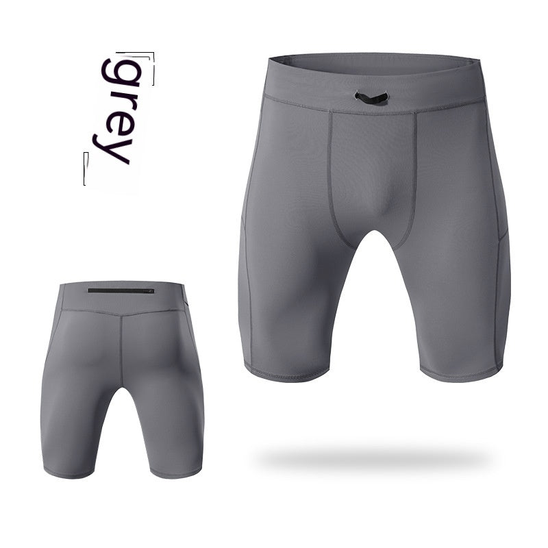 Summer Men's High Elastic Compression Aerobics Tights Sports Quick Dry Training Fifth Pants Running Workout Shorts