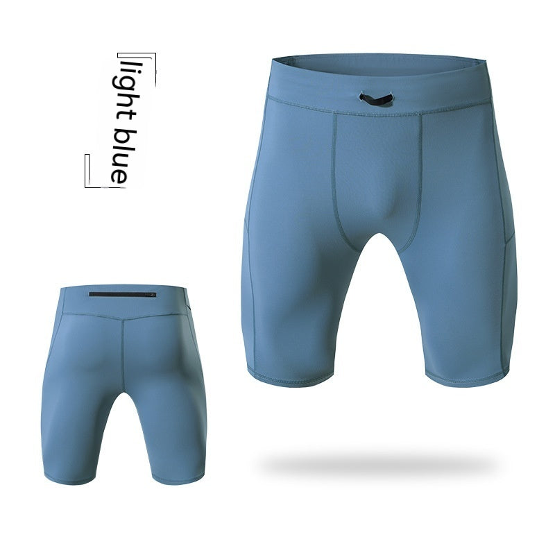 Summer Men's High Elastic Compression Aerobics Tights Sports Quick Dry Training Fifth Pants Running Workout Shorts