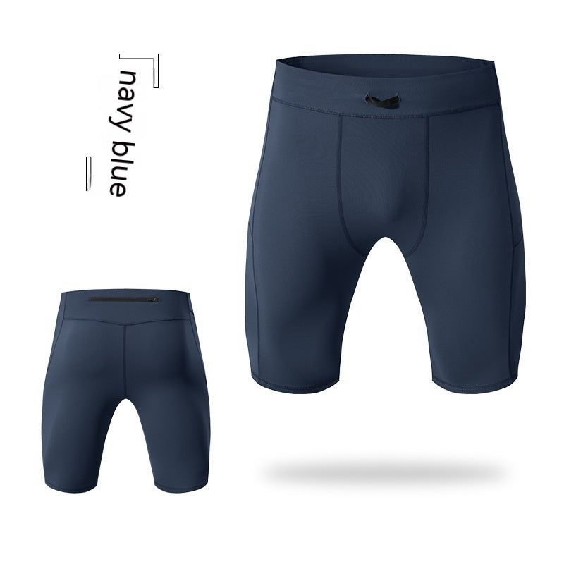Summer Men's High Elastic Compression Aerobics Tights Sports Quick Dry Training Fifth Pants Running Workout Shorts